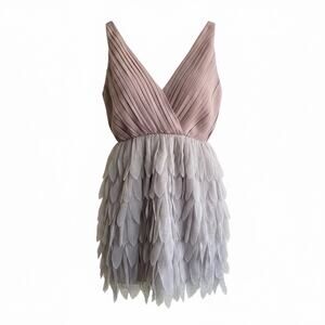 Ark & Co Fairycore Princess Chiffon Dress Lavender Empire Waist Feather Skirt M